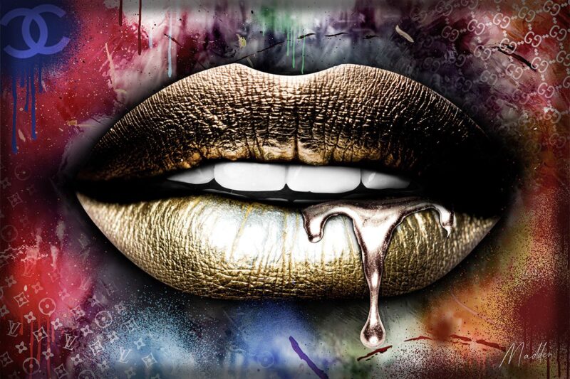 golden lips popart