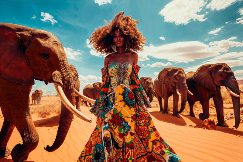 woman with elephants I