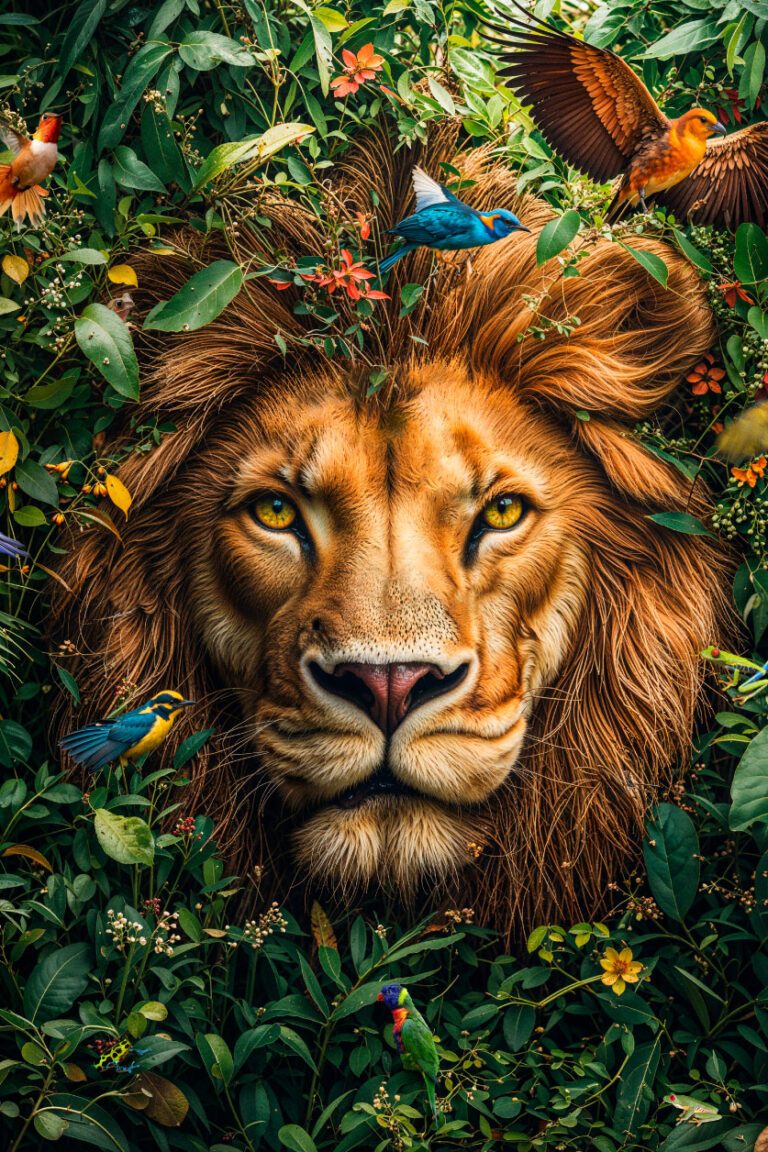 lion-in-nature-staand